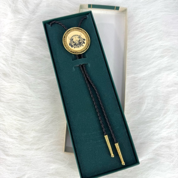 Vintage Barlow Buffalo Skull Bolo Tie – NIB – Western Cowboy Rockabilly - Picture 6 of 17